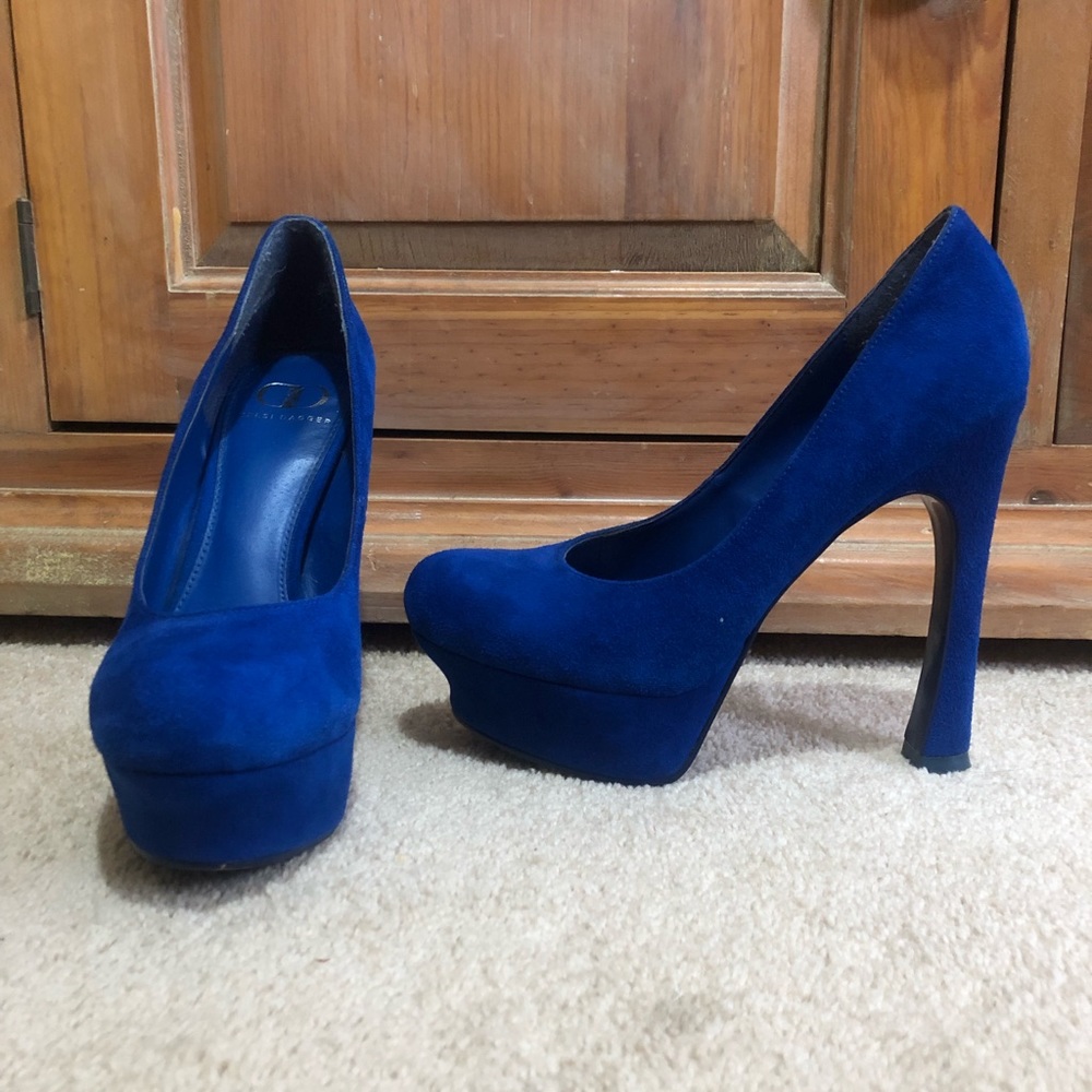 Kelsi Dagger suede platform heels blue 7.5